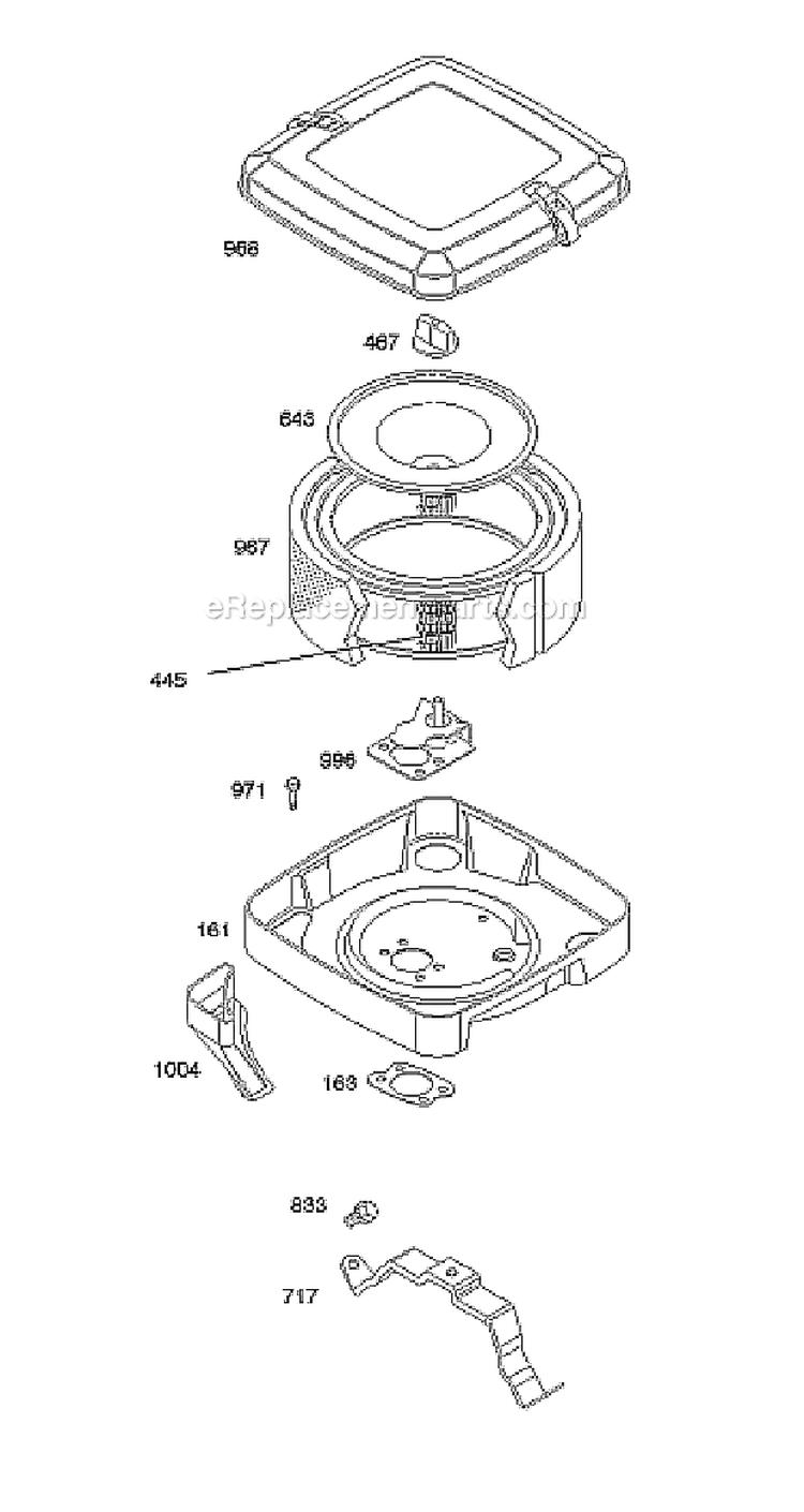 Air Cleaner Diagram and Parts List for 384445-0112-E1  Briggs and Stratton Engine